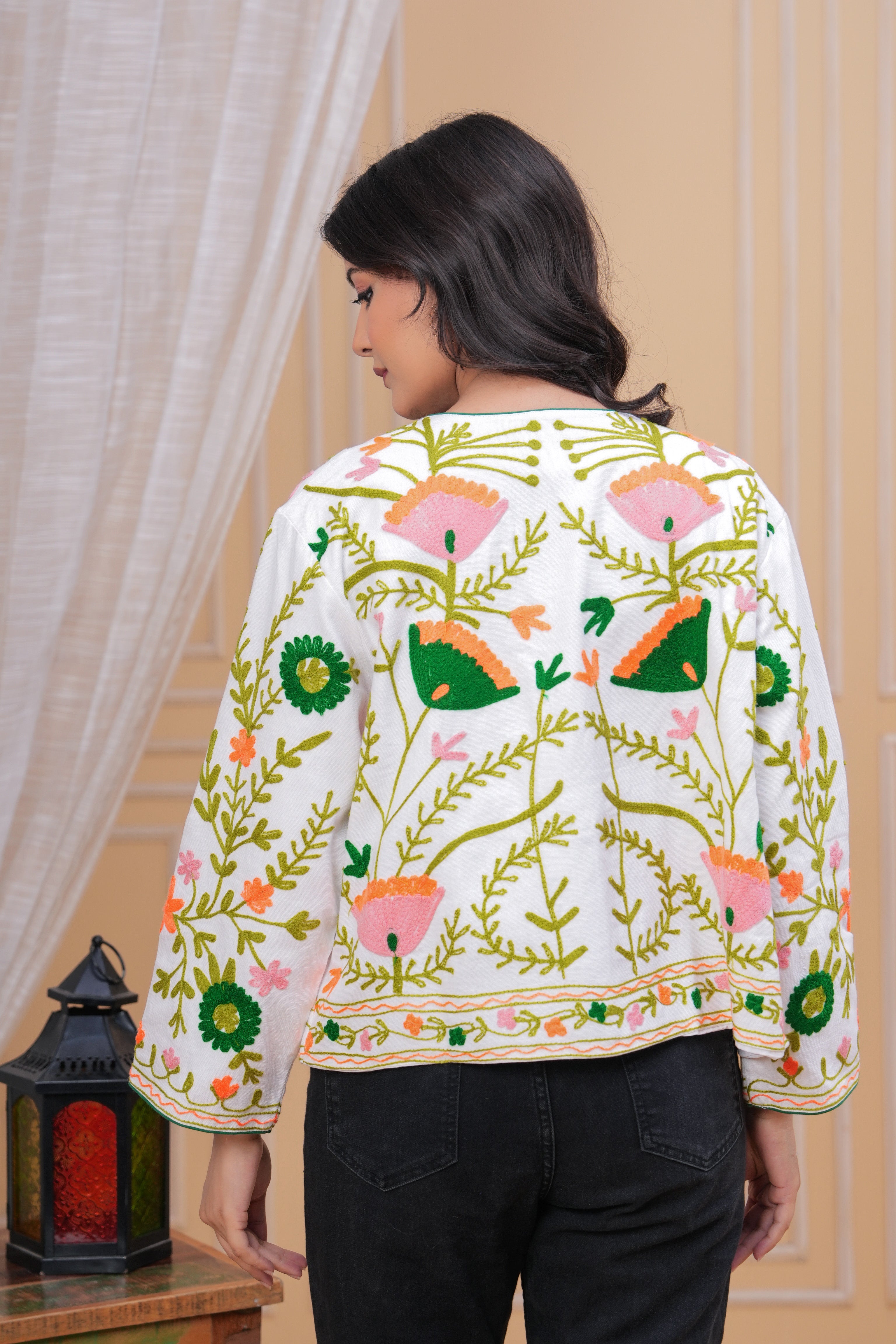 Handmade Indian Quilted Jacket: Floral Print Cotton Coat