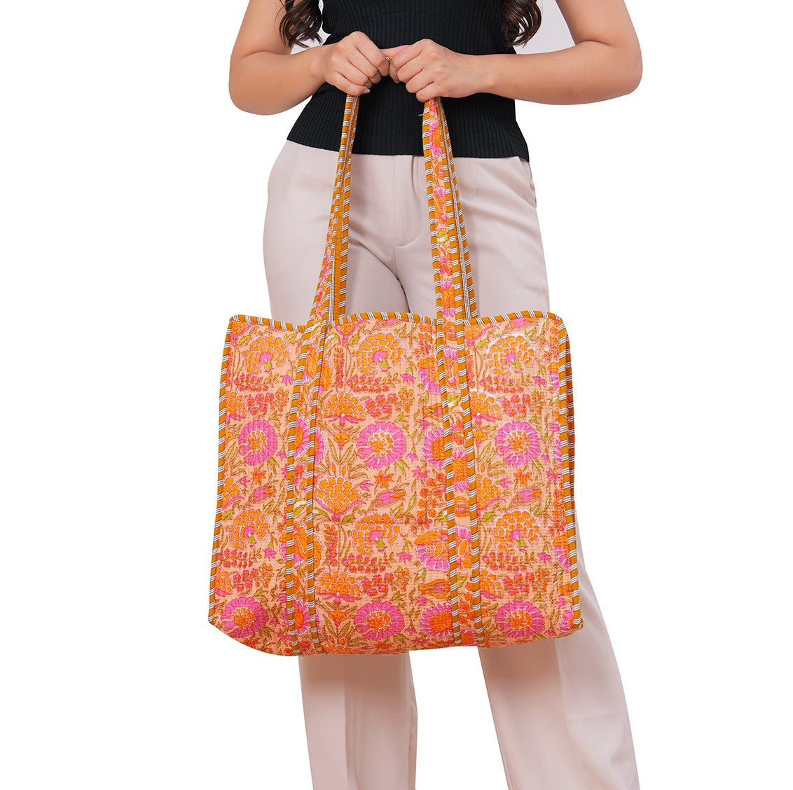 Indian Cotton Quilted Handmade Tote Bag