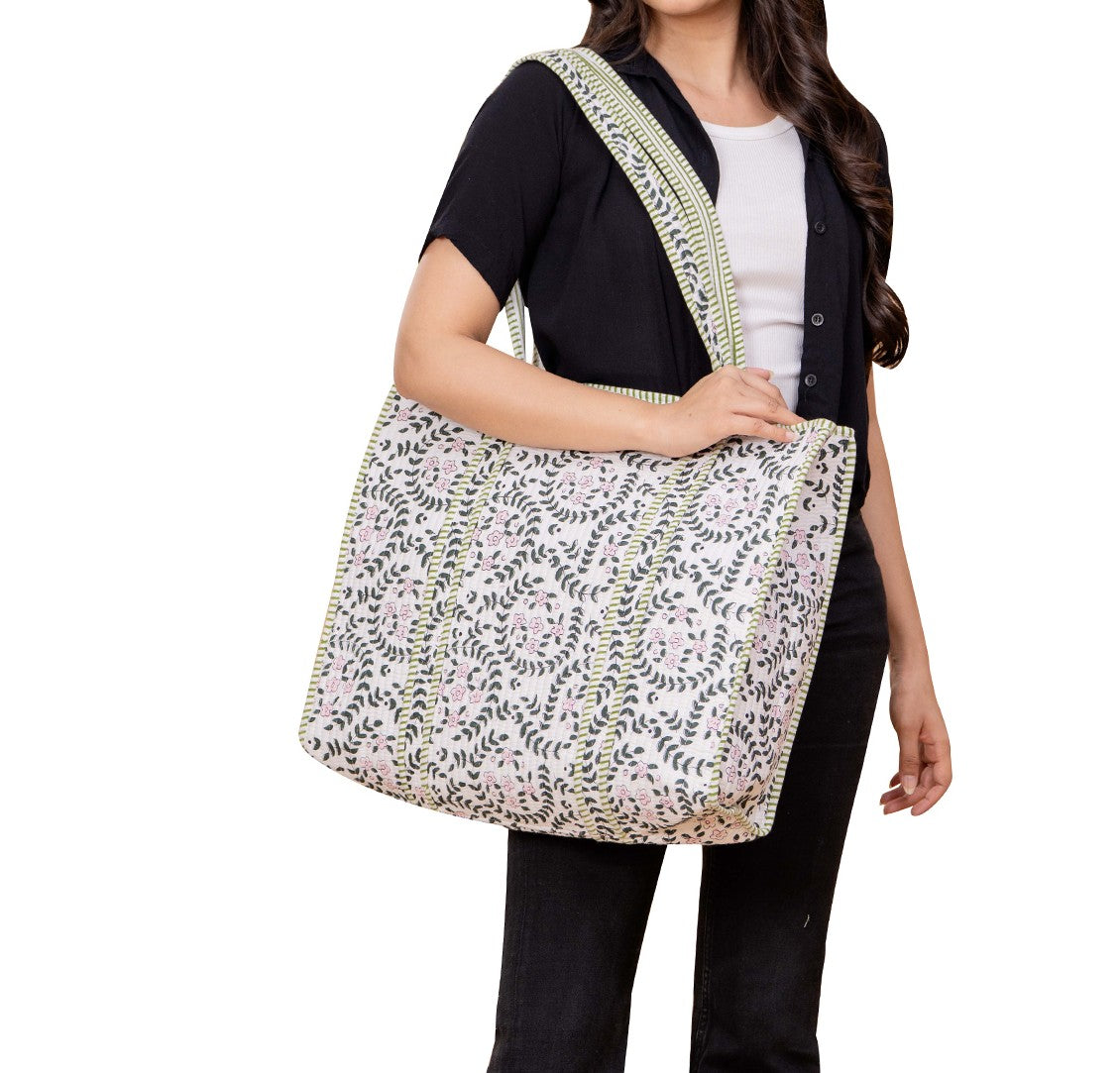 Indian Cotton Quilted Handmade Tote Bag