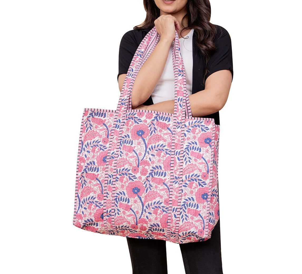 Indian Cotton Quilted Handmade Tote Bag